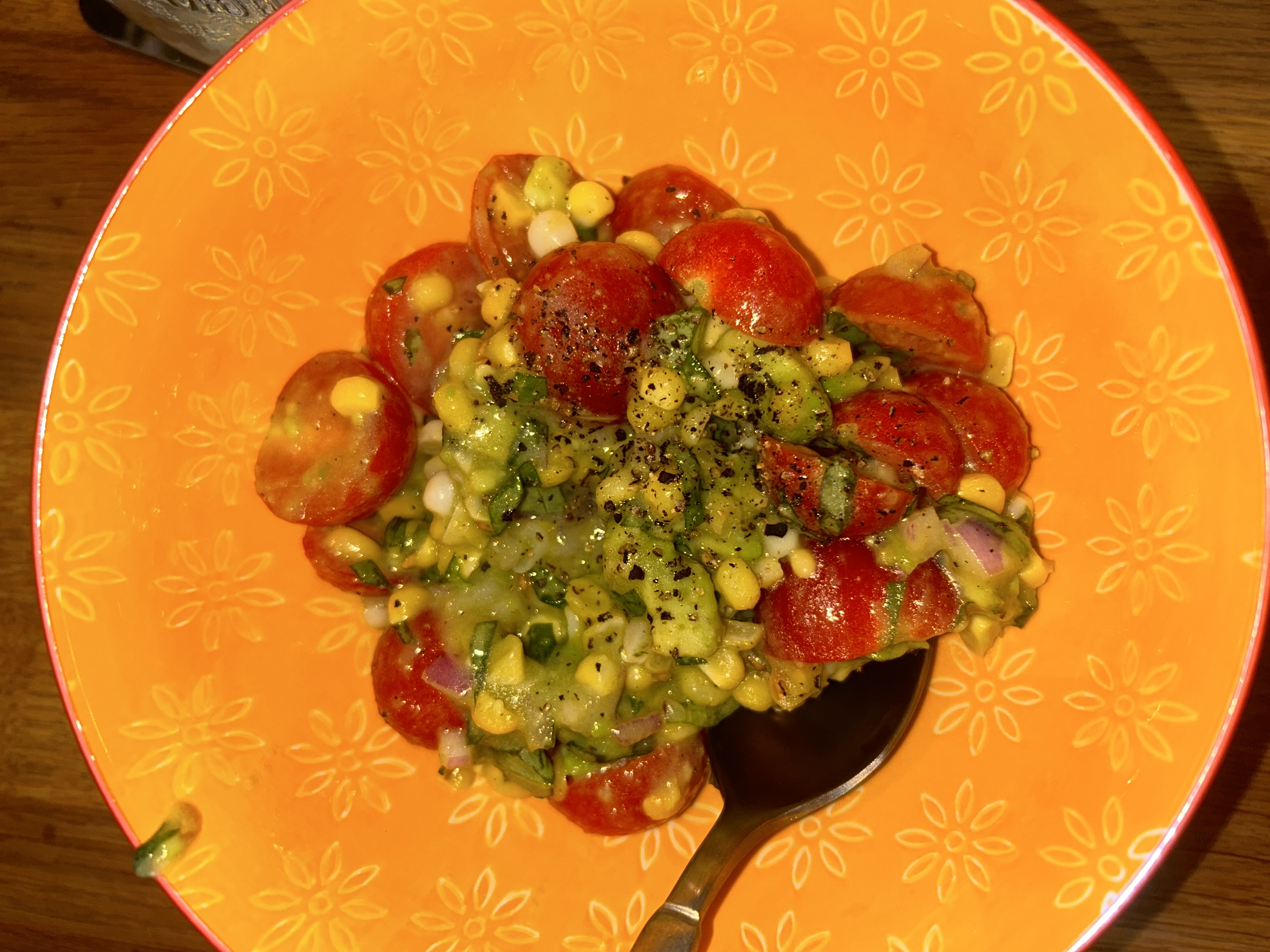 Corn Avocado Basil Salad