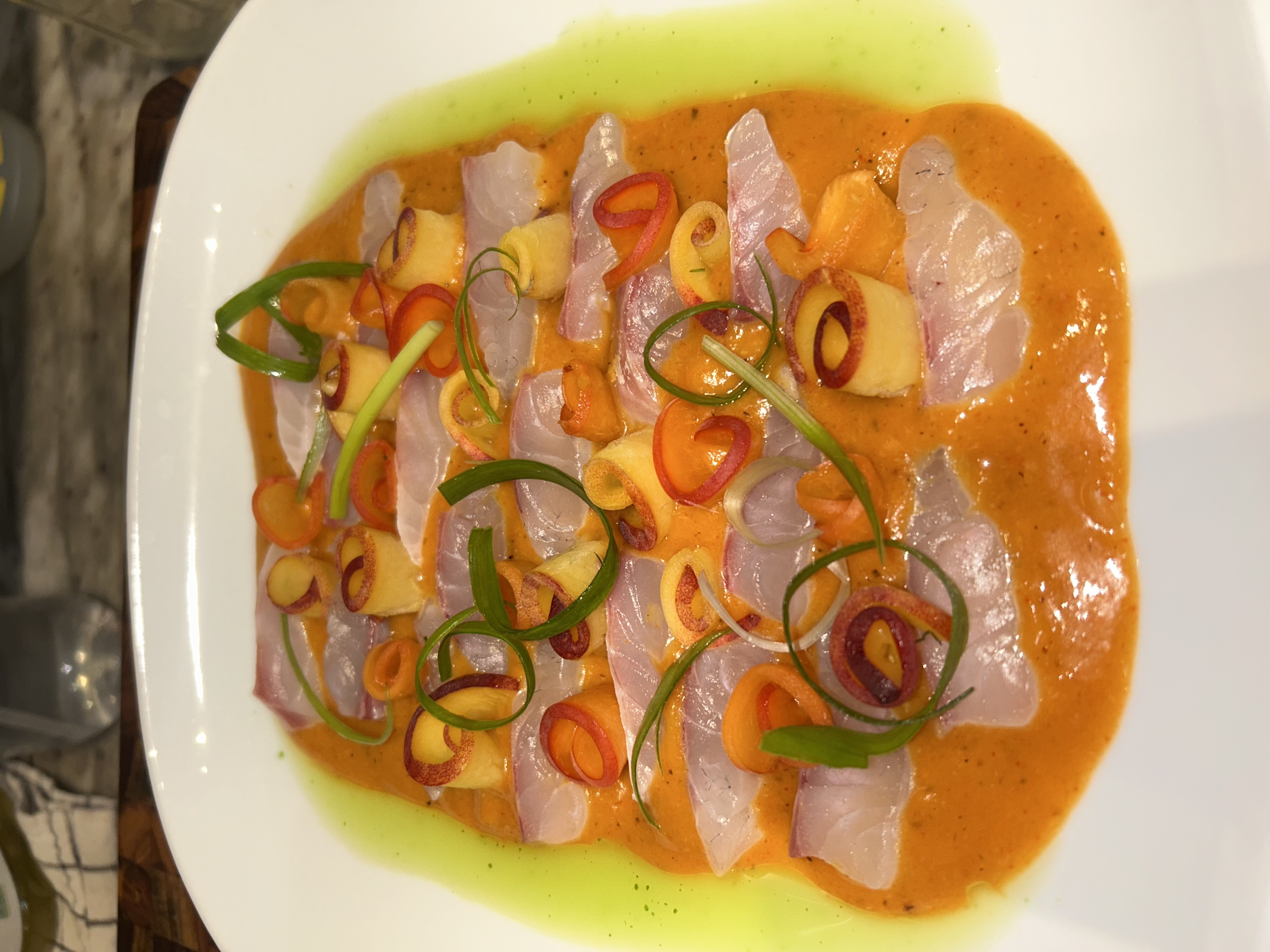 Apricot & Peach Sea Bream Crudo