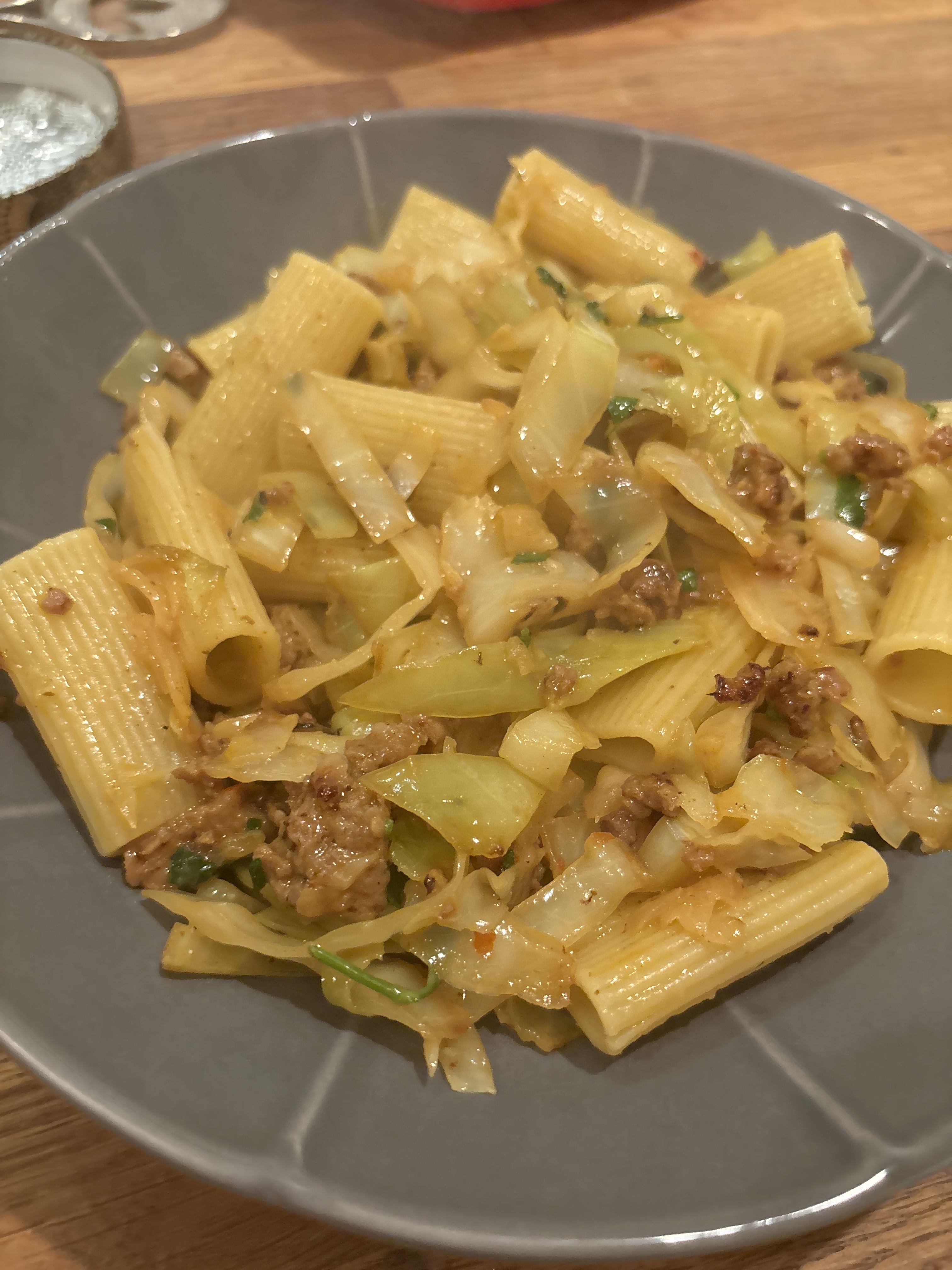 Cabbage and Sausage pasta