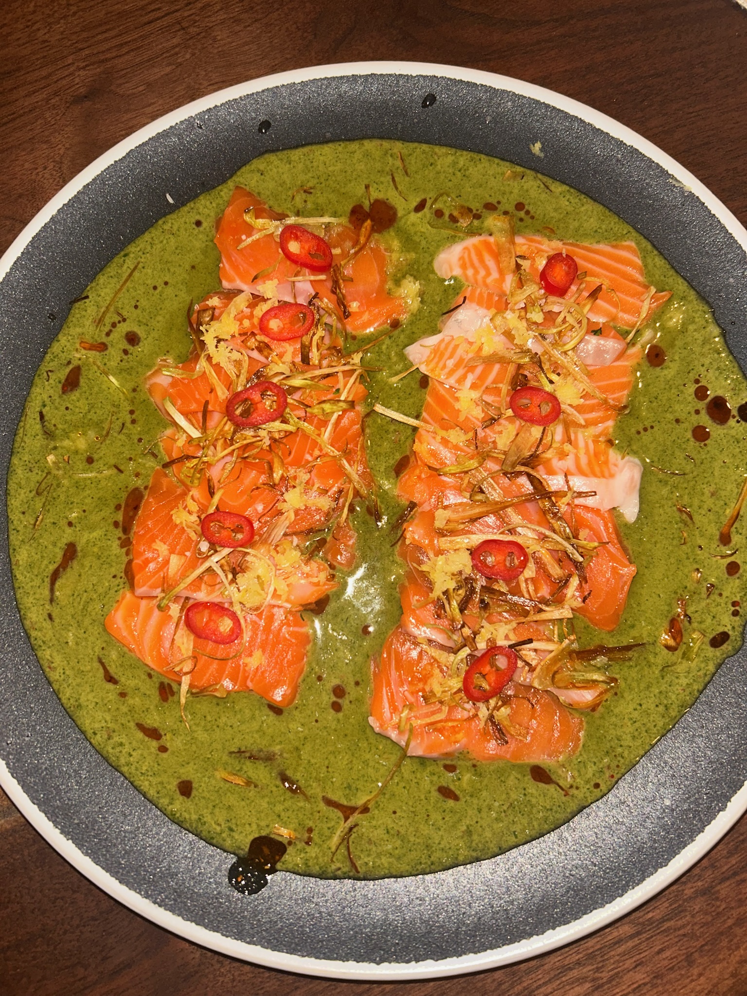 Lemon Cilantro Chile Salmon Crudo