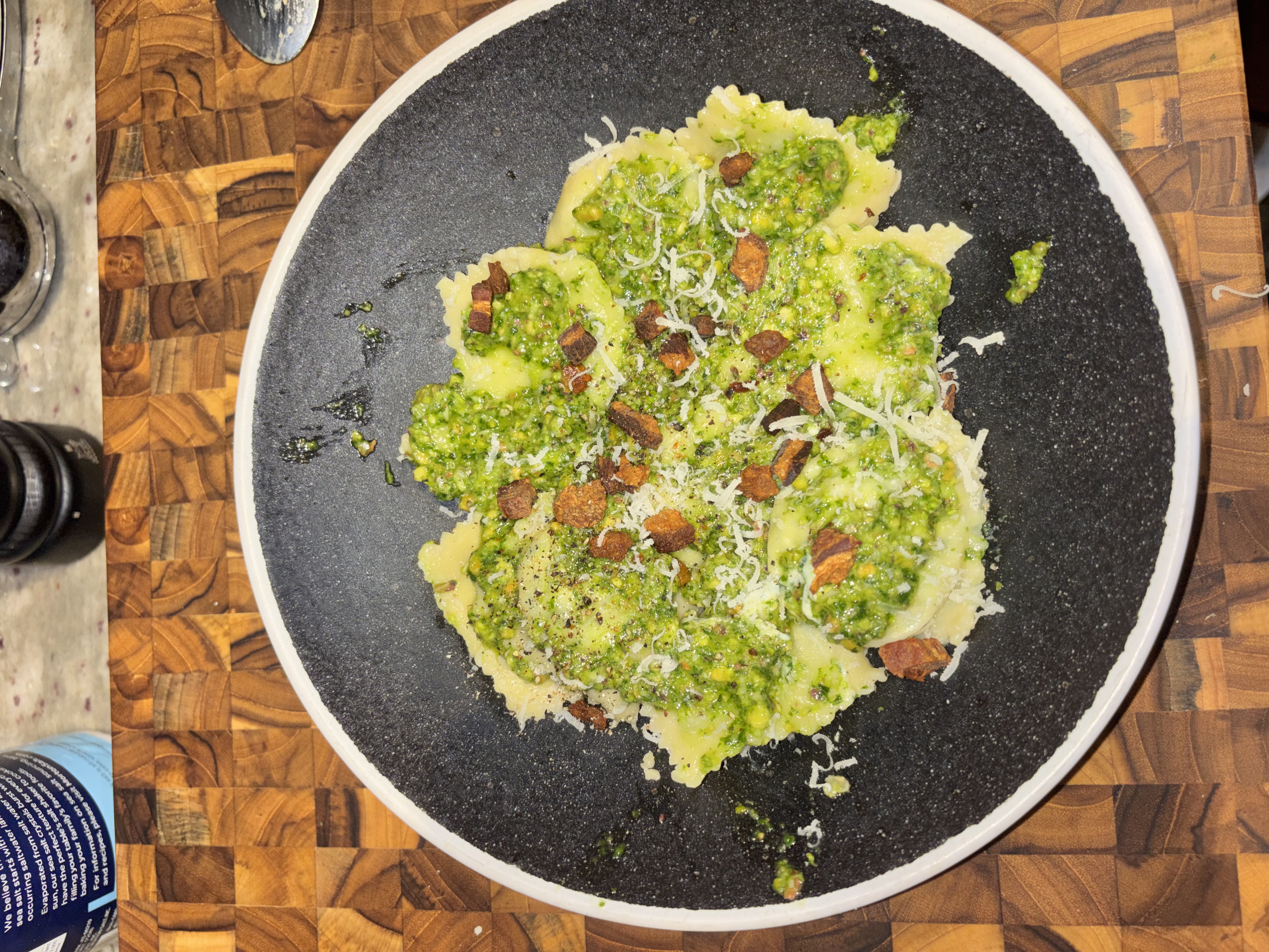 Ricotta Ravioli w/ Lemon Pistcchio pesto